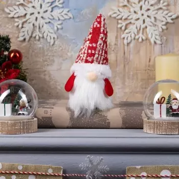 Светодиодная фигура «Гном в красном колпаке» 6.5 17 6.5 см, текстиль, батарейки LR1130х3 (в комплекте), свечение тёплое белое