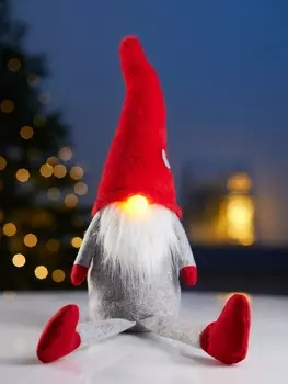Фигура текстиль «Гномик в красной шапке» 60 см, 1 LED, от батареек LR11303, свечение тёплое белое