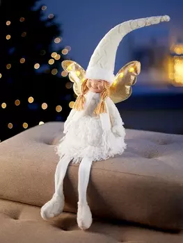 Фигура текстиль «Кукла в белом» 70 см, 6 LED, от батареек AG103, свечение тёплое белое