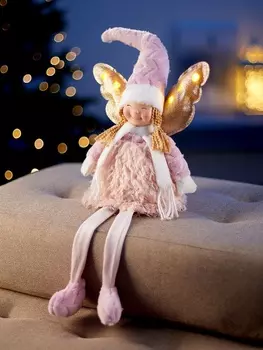 Фигура текстиль «Кукла в розовом» 70 см, 6 LED, от батареек AG103, свечение тёплое белое