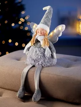 Фигура текстиль «Кукла в сером» 70 см, 6 LED, от батареек AG103, свечение тёплое белое