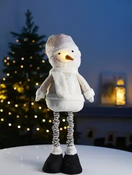 Фигура текстиль «Снеговик» 55-84 см, телескопические ножки, 1 LED, от батареек LR11303, свечение тёплое белое