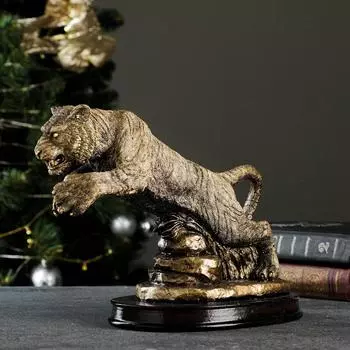 Фигура "Тигр в прыжке" бронза, 20х14х28см