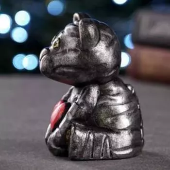 Фигура "Тигренок с сердцем" серебро, 7,5х7,5х10,5см