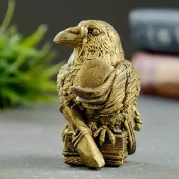 Фигура "Ворон с книгой" состаренное золото 8х4х5см