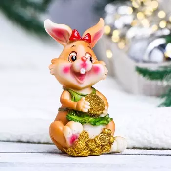 Фигура "Зайчиха с монетами" МИКС, 7х6х11см
