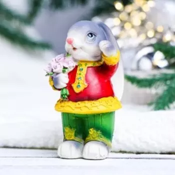 Фигура "Зайчик в костюме" серый, 6х7х11см
