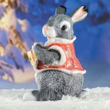 Фигура "Зайка новогодний с подарком" 33х19см