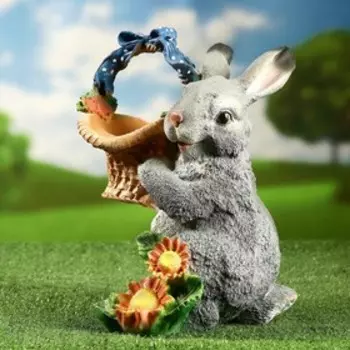 Садовая фигура из полистоуна «Зайка с лукошком», 33.52828 см