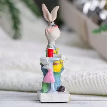 Фигура "Заяц модник" серый, 5х4х10см