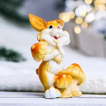 Фигура "Заяц с грибами" рыжий, 5см