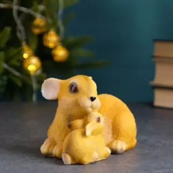Фигура "Заяц с зайчонком" рыжий, 16х8х8см