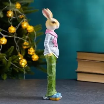 Фигура "Заяц Шелдон" серый свитер, 26см