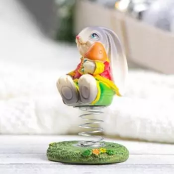 Фигура "Заяц в костюме с грибом" серый, 6х7х10,5см