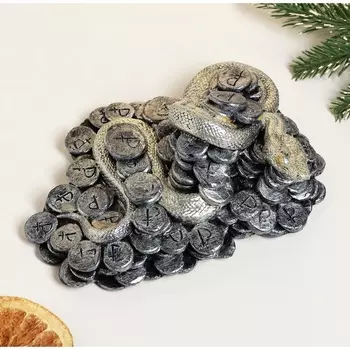 Фигурка полистоун «Змея денежная», серебро, 617 см