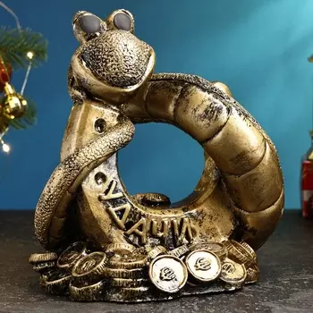 Фигурка гипс «Змея Удача», чёрное золото, 232328 см