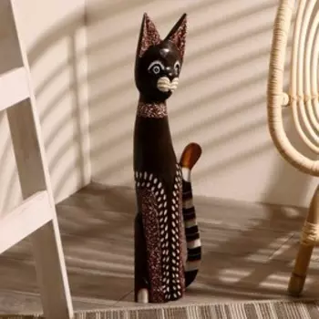 Фигурка дерево "Кот хвост трубой в ошейнике" 60 см