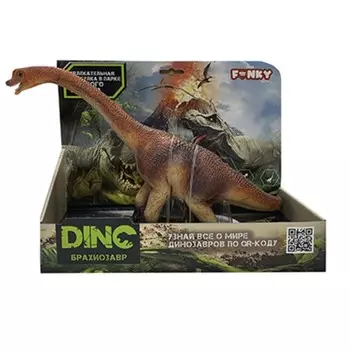 Фигурка динозавра «Брахиозавр» Funky Toys, цвет красно-оранжевый, масштаб 1:144