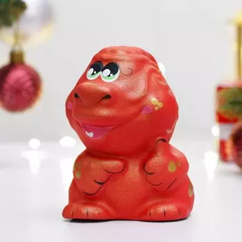 Фигурка "Дракончик" 10х12см, красный с золотом