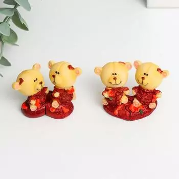 Фигурка "Два мишки на сердечке" набор 2 шт, микс 5х3х4см