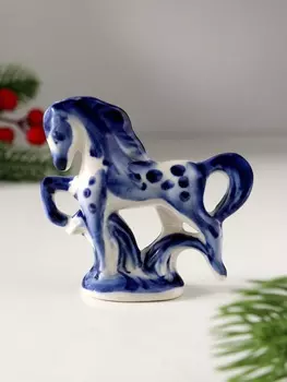 Фигурка фарфор гжель «Конь на подставке», 88 см