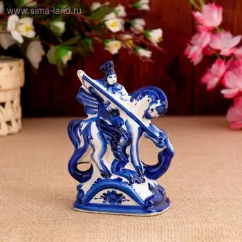 Фигурка "Георгий Победоносец", гжель, фарфор, 12х9 см