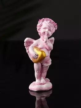 Фигурка гипс «Ангел с сердцем», 8.53.5 см, розовый