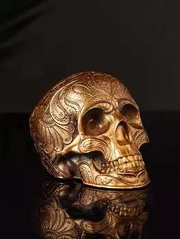Фигурка гипс «Череп с орнаментом» 655 см, бронза