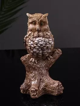 Фигурка гипс «Филин на ветке», 14 см, коричневая
