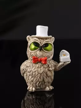 Фигурка гипс «Филин жених», 865 см, бежевый
