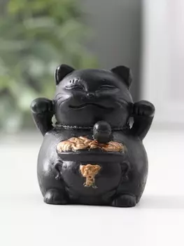 Фигурка гипс «Кот манэки-нэки», 5.555 см, чёрная