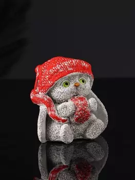 Фигурка гипс «Кролик в шапке», 7 см, серый