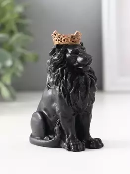 Фигурка гипс «Лев в короне», 946.5 см, чёрная