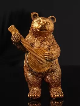 Фигурка гипс «Медведь с домрой», 116 см, бронза
