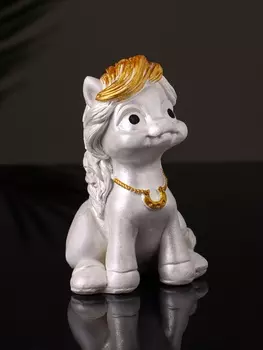 Фигурка гипс «Пони с подковой», 855 см, перламутр
