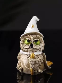 Фигурка гипс «Сова на метле», 1076 см, бежевый