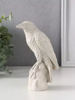 Фигурка гипс «Ворон на камне», 15.55.510 см, серая