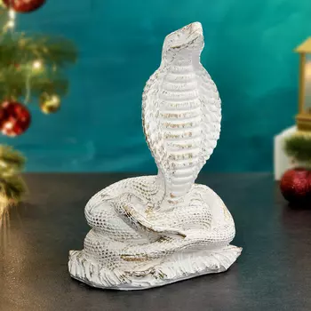 Фигурка гипс «Змея Кобра», 24 см, белое золото