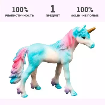 Фигурка «Мир фэнтези: голубой жеребёнок-единорог с цветной гривой»