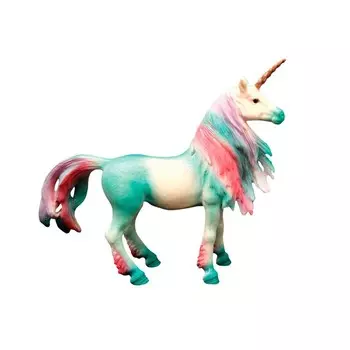 Фигурка «Мир фэнтези: зелёный единорог с длинной цветной гривой»