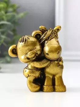 Фигурка «Мишка с лошадкой», 8.576 см, золото
