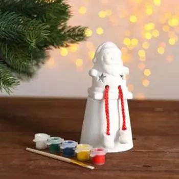 Фигурка под роспись со светом «Дед Мороз», краска 5 цв по 2 мл, кисть