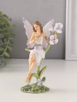 Фигурка полистоун «Девушка-фея в сиреневом платье на цветке», 7.5614 см