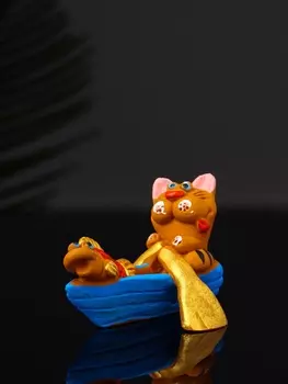 Фигурка полистоун «Кот в лодке с рыбкой», 4.25.85.4 см