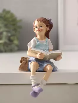 Фигурка полистоун «Малышка в сарафане, с книгой, с сумкой-портфелем», 97.514.5 см