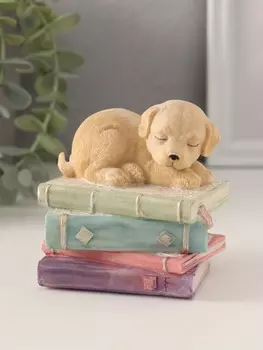 Фигурка полистоун «Щенок спит на книгах», 978.5 см