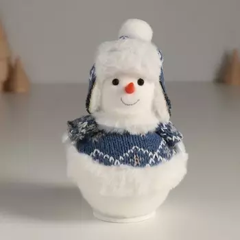 Фигурка «Снеговик в вязаной синей шубке», 7.57.513 см