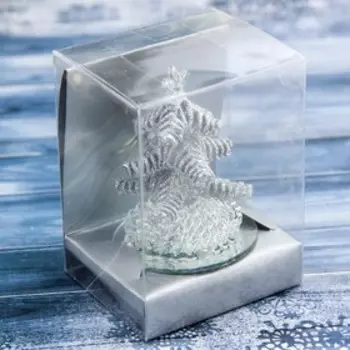 Фигурка стекло d-7,5 см елочка кудрявая серебро