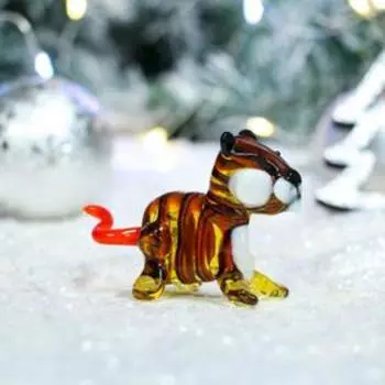 Фигурка стеклянная "Тигр", 8.5х3х5.5 см, микс