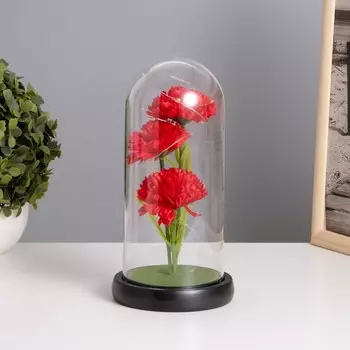 Фигурка светящаяся колба RISALUX «Гвоздики», LED-ночник, красный, 3ААА, 10.510.522 см